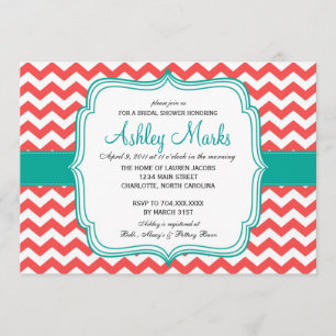 corail et turquoise Invitation
