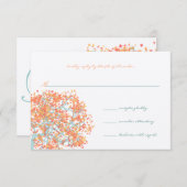 Corail Feuilles AQUA Tree Faire-part de mariage (Devant / Derrière)