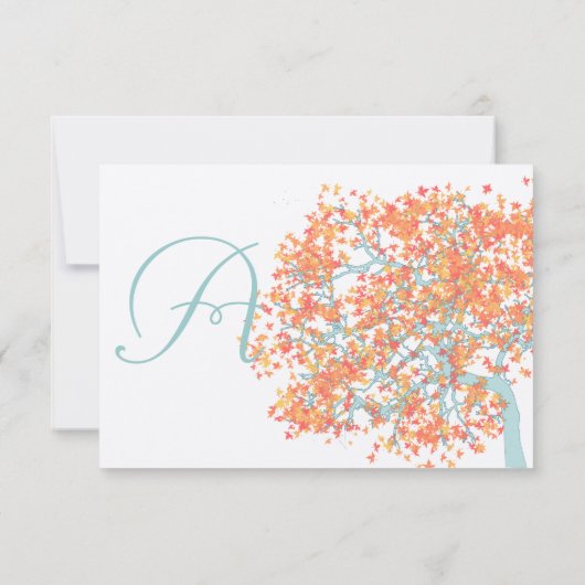 Corail Feuilles AQUA Tree Faire-part de mariage (Dos)