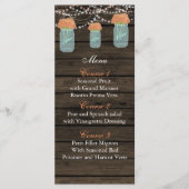 corail fleurs mason jarre mariage carte menu (Devant)