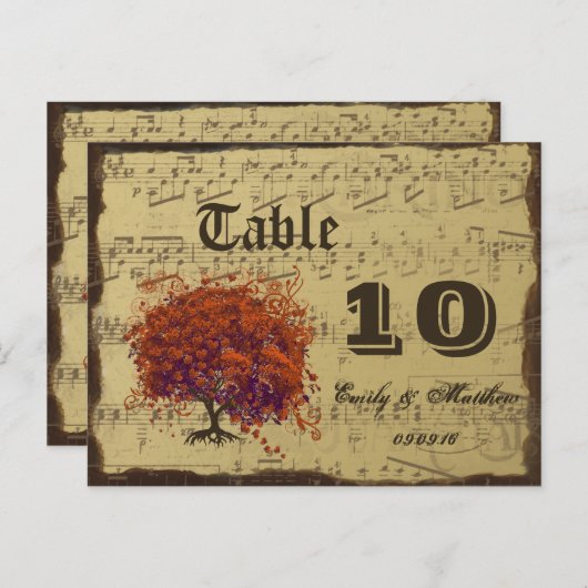 Corail foncé Feuille de coeur Numéro de table (Devant / Derrière)