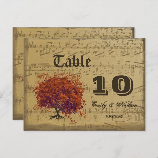 Corail foncé Feuille de coeur Numéro de table (Devant / Derrière)