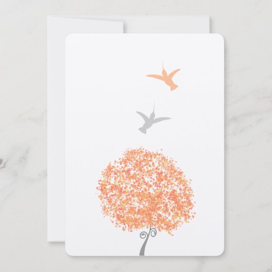 Corail Gris Arbre Humming Faire-part de mariage Oi (Dos)