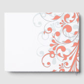 Corail, Gris Blanc Floral Mariage Livre d'or (Verso)