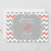 Corail gris Chevron Faire-part de mariage (Devant)