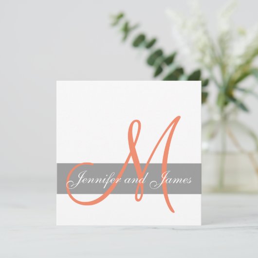 Corail gris Faire-part de mariage| Noms des monogr (Debout devant)