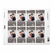 Corail gris Floral Photo Mariages Étiquettes (Feuille entière)