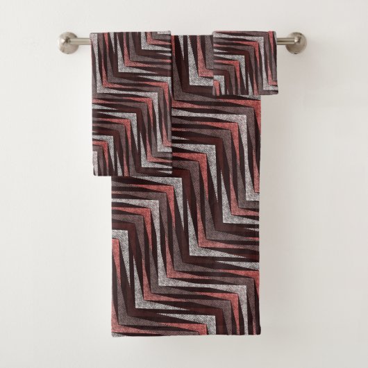 Corail, gris, motif brun zigzag. (En situation)