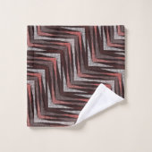 Corail, gris, motif brun zigzag. (Gant de toilette)