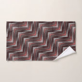 Corail, gris, motif brun zigzag. (Serviette à main)