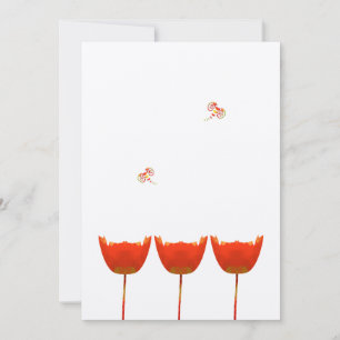 Corail & Gris Poppies Papillons Faire-part de mari