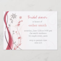 Corail léger et invitation florale grise de charme