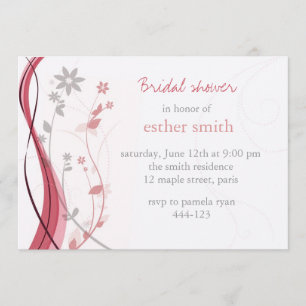 Corail léger et invitation florale grise de charme