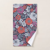 Corail, Magenta et Zinnias bleu (Serviette à main)