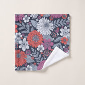 Corail, Magenta et Zinnias bleu (Gant de toilette)