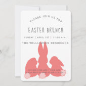 Corail mignon Bunnies Pâques | Brunch Invitation (Devant)