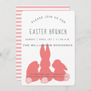 Corail mignon Bunnies Pâques   Brunch Invitation