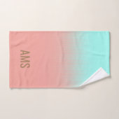 Corail monogramme et rayures turquoise (Serviette à main)