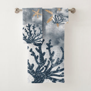 Corail Nautique Bleu Aquarelle Élégant Été