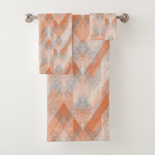 Corail, orange, beige, gris texturé zigzag.