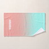 Corail personnalisable et rayures turquoise (Serviette à main)