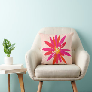 Corail Pinkish Moderne Stylisé Coussin floral