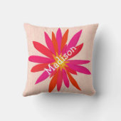 Corail Pinkish Moderne Stylisé Coussin floral (Verso)