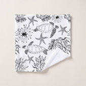 Corail plante, tortue marine (Gant de toilette)