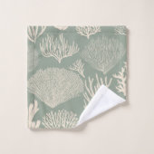 Corail récif dans la serviette de bain sauge (Gant de toilette)