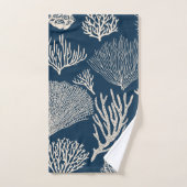 Corail récif en bleu marine serviette de bain (Serviette à main)