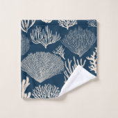 Corail récif en bleu marine serviette de bain (Gant de toilette)
