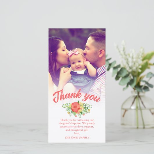 Corail Red Spring Bouquet Baptême Merci Photo (Debout devant)