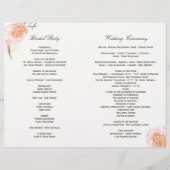 Corail romantique Roses Programmes de mariage (Dos)