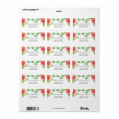 corail rose aquarelle étiquette de adresse (Feuille entière)