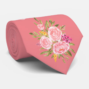 Corail rose père floral de la mariée Cravate