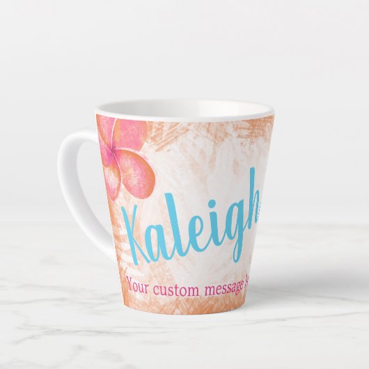 Corail tropical, Mug de café personnalisé rose (Angle gauche)