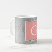Corail Vintage Damask Monogramme Mug (Devant gauche)