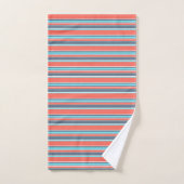 Corail vivant, bandes bleues et grises (Serviette à main)