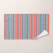 Corail vivant, bandes bleues et grises (Serviette à main)
