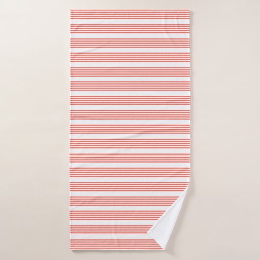 Corail vivant et blanc cinq bandes motif (Serviette de bain)