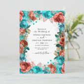 Corail vivant et Faire-part de mariage Turquoise (Debout devant)