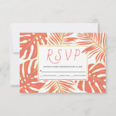 Corail vivant tropical et mariage feuille or RSVP (Devant)
