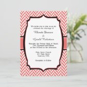 Corail White Herringbone Faire-part de mariage (Debout devant)