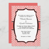 Corail White Herringbone Faire-part de mariage (Devant / Derrière)