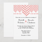 Corail White Herringbone Faire-part de mariage (Devant / Derrière)