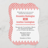 Corail White Herringbone Faire-part de mariage (Devant / Derrière)