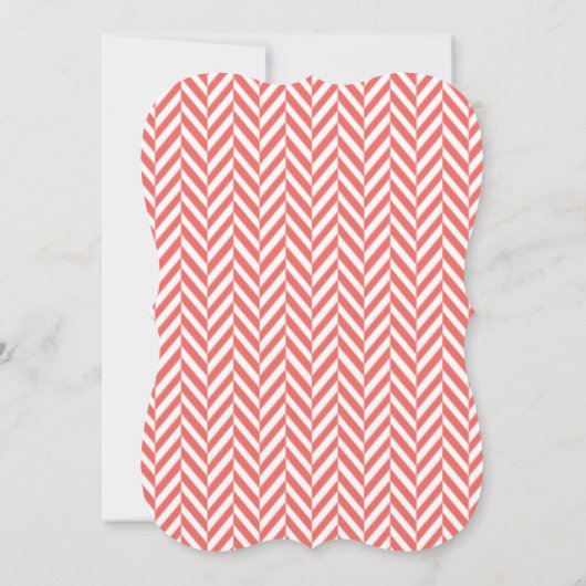 Corail White Herringbone Faire-part de mariage (Dos)