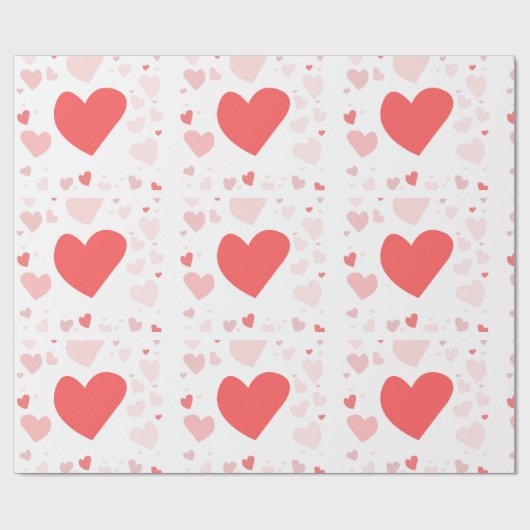 Coral and Blush scattered hearts  Cadeaupapier (Vlak)