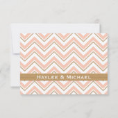Coral and Gold Chevron Wedding RSVP-reactiekaarten RSVP Kaartje (Achterkant)