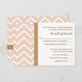 Coral and Gold Chevron Wedding RSVP-reactiekaarten RSVP Kaartje (Voorkant / Achterkant)